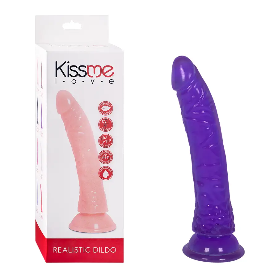 Inserto Anatómico Realista Morado Con Base Ventosa Silicona 21 cm by KISSME LOVE